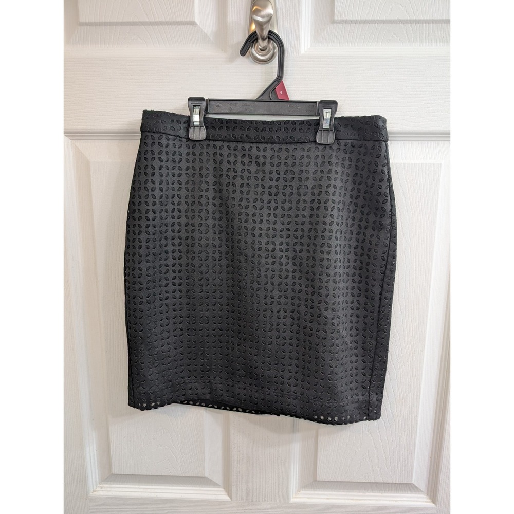 Banana Republic Pencil Skirt Women Black‎ Geometric Eyelet NWT - Size 0P